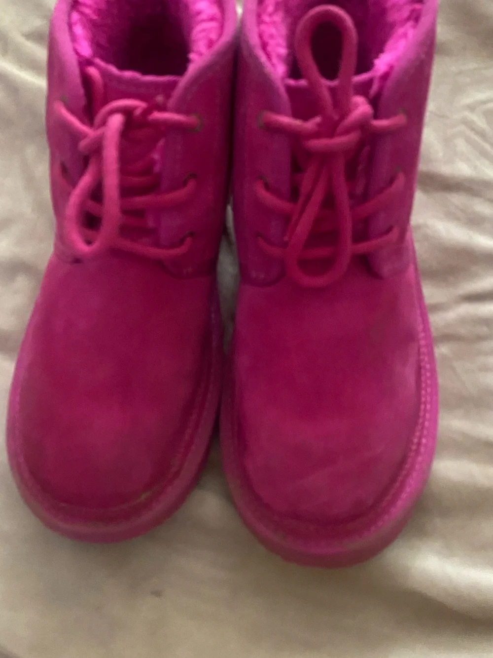 UGG Hot Pink Suede Lace-Up Ankle Booties